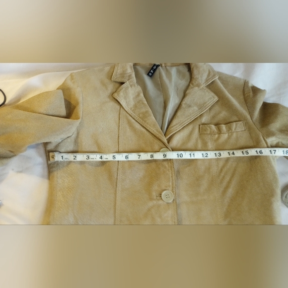 Vintage D2K 100% Suede Leather Tan Blazer Lined Jacket Shine Distress Factory M - Picture 9 of 12